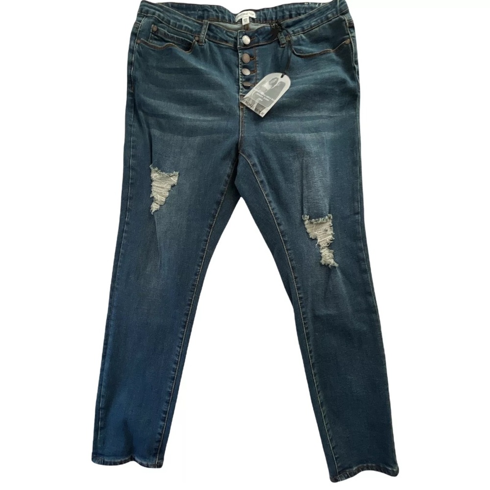 Women’s Jeans KENDALL & KYLIE High Rise Skinny Leg Ripped Blue 16 W Junior